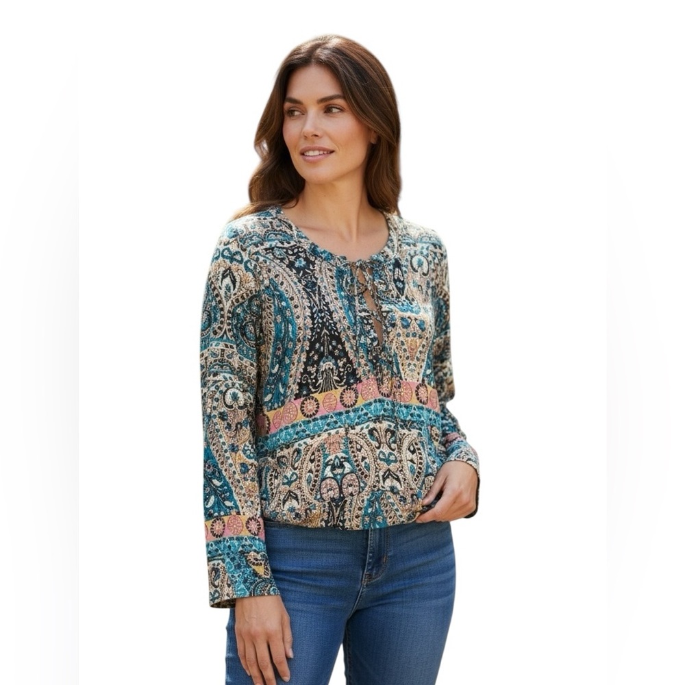 Auguste Boho Bohemian Paisley Print long sleeve shirt